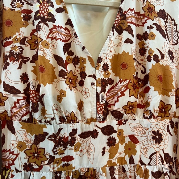 More Days Like This Brown Leaf Print Maxi Dress Pink Lily  sold out on line M - Picture 4 of 4
